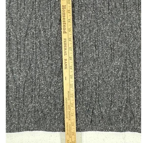 Pure Jill Poncho Pullover Sweater XS (Oversized) Gray Wool Blend Crinkle Knit - Picture 6 of 7